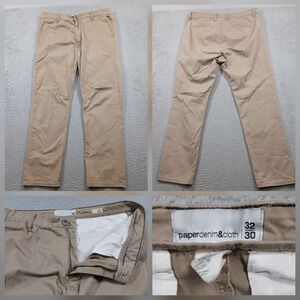 Paper Denim & Cloth Mens 32x30 Khaki Tan Chino Pants Stretch Cotton EUC